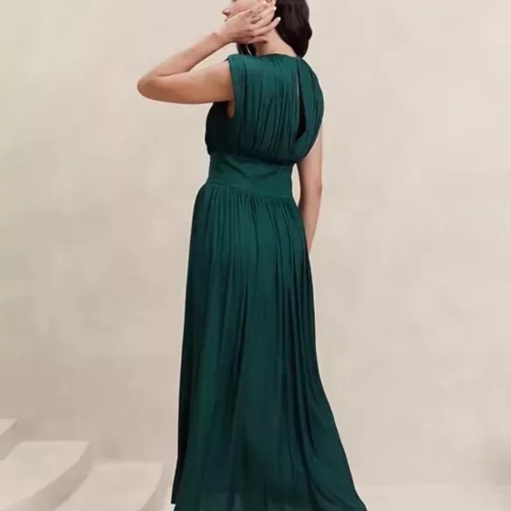 Banana Republic Factory Crinkle Pleated Maxi Dress Black Sz 18